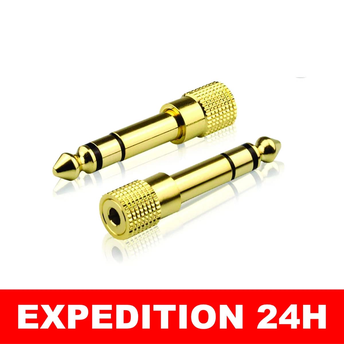 Adaptateur jack 6,35 mm mâle vers 3,5 mm femelle plaqué or