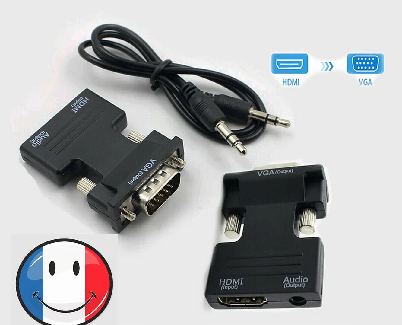 Adaptateur HDMI femelle vers VGA mâle avec audio