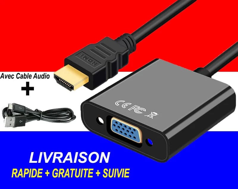 Adaptateur HDMI mâle vers VGA femelle 1080p Ociodual