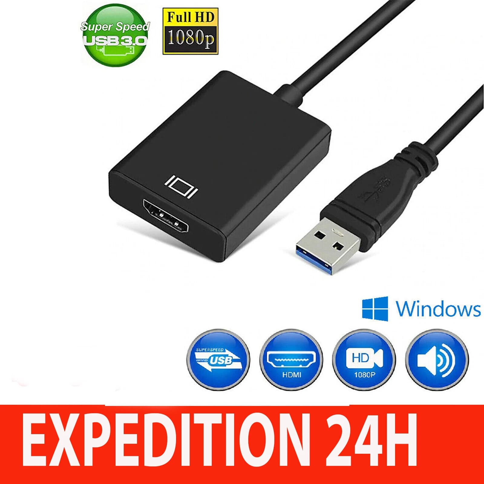 USB 3.0 to HDMI adapter, 1080p