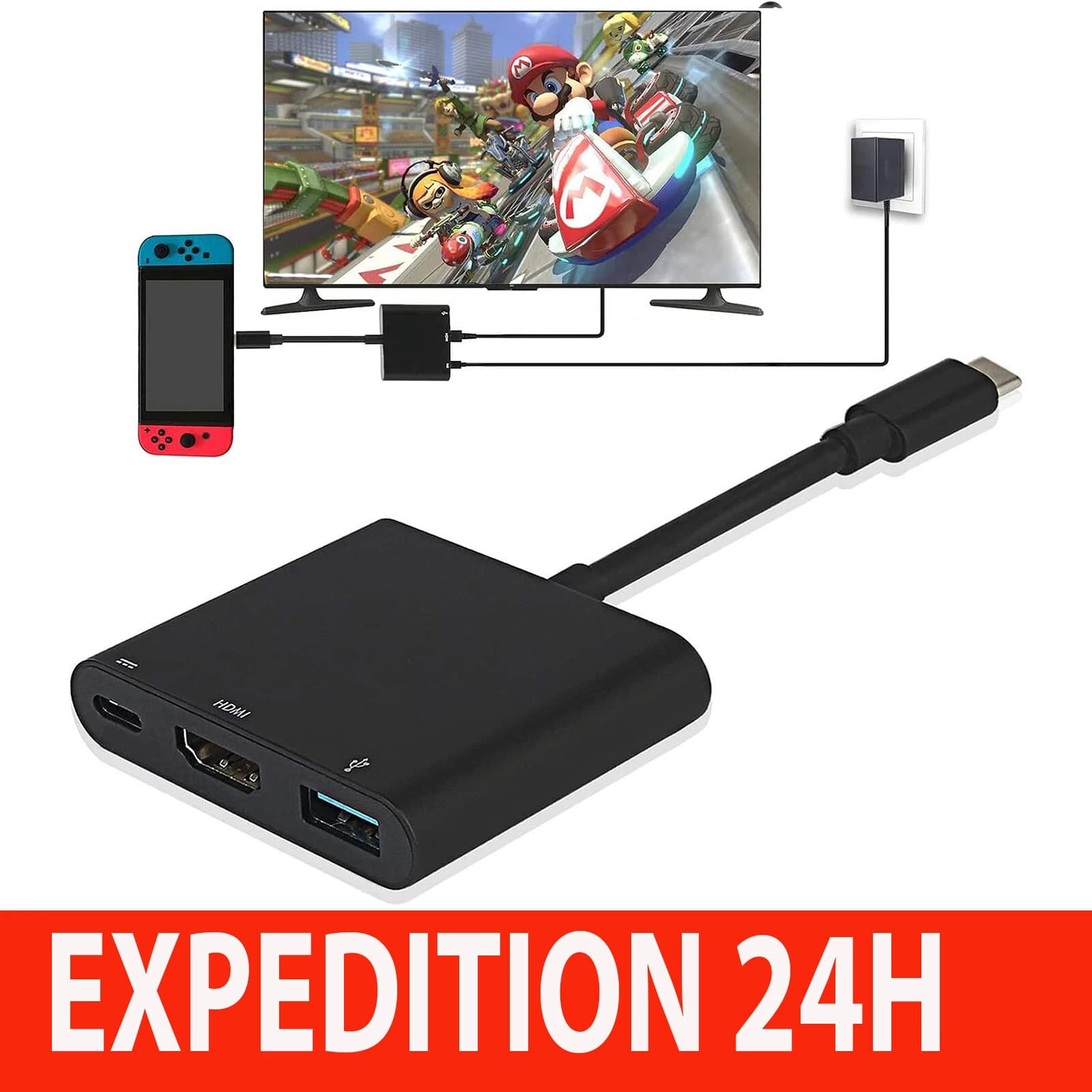 ZISONIX USB-C to HDMI 4K multiport adapter for Switch