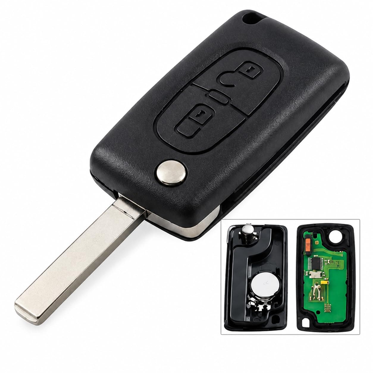 Clé télécommande pliante 2 boutons CE0536 pour Peugeot et Citroën