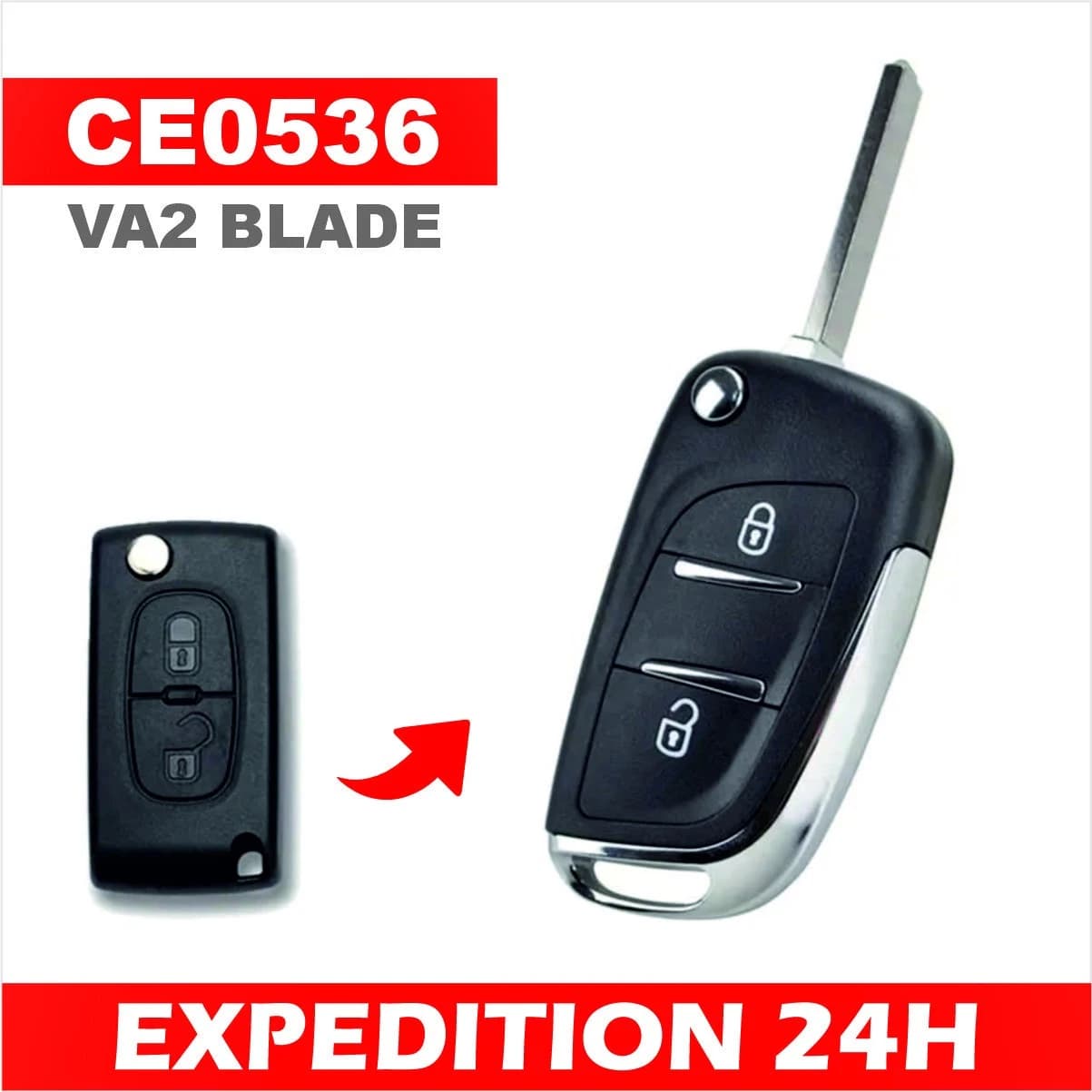 Coque de clé télécommande 2 boutons pour Peugeot et Citroën ZISONIX