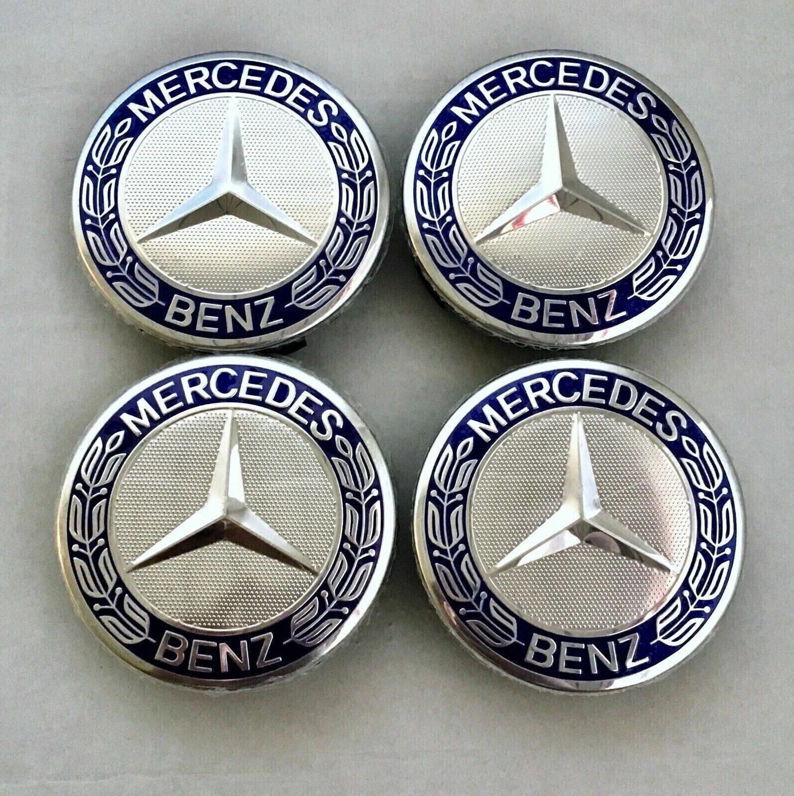 Cache-moyeux de jante 75 mm pour Mercedes, lot de 4