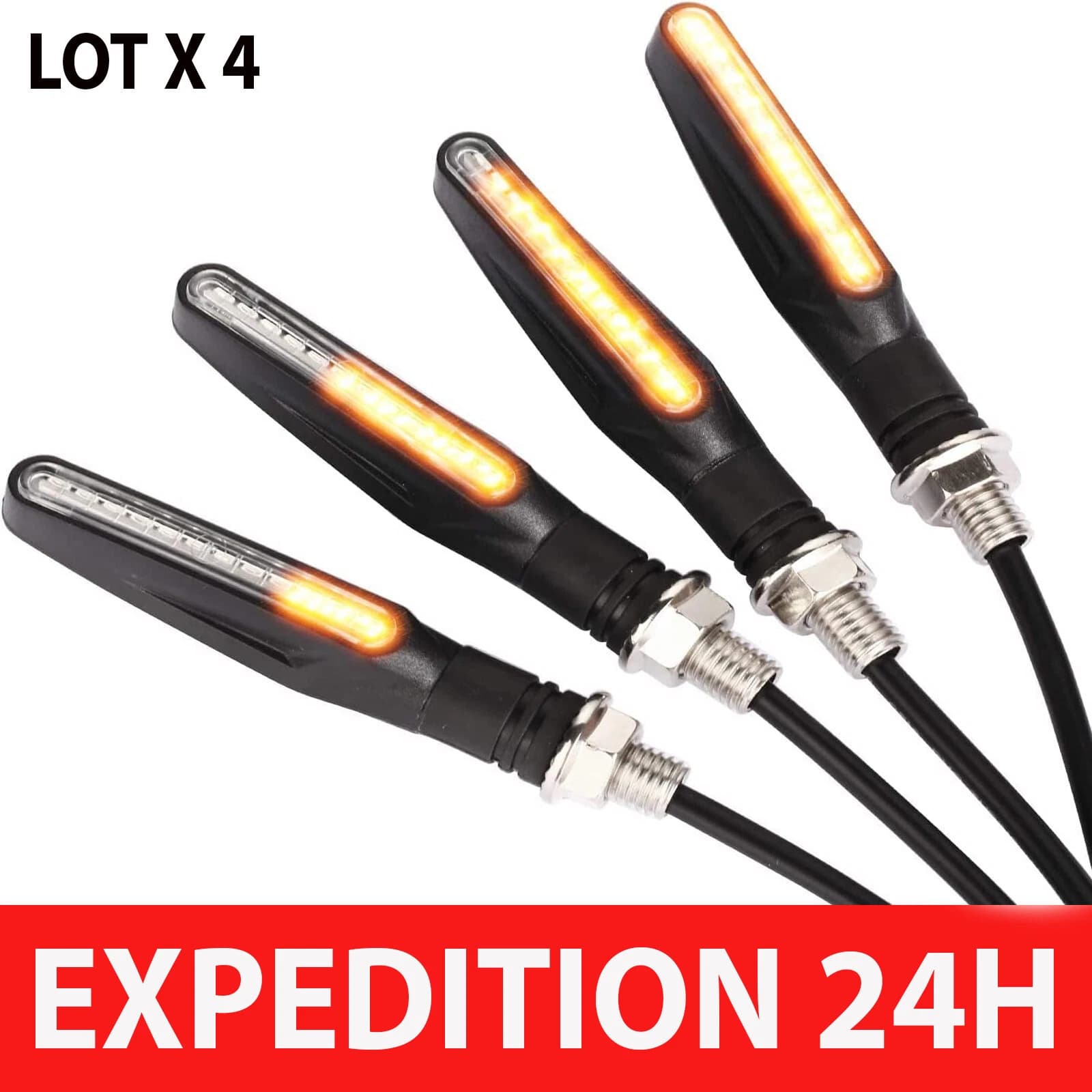 Clignotants LED séquentiels pour moto et scooter, lot de 4