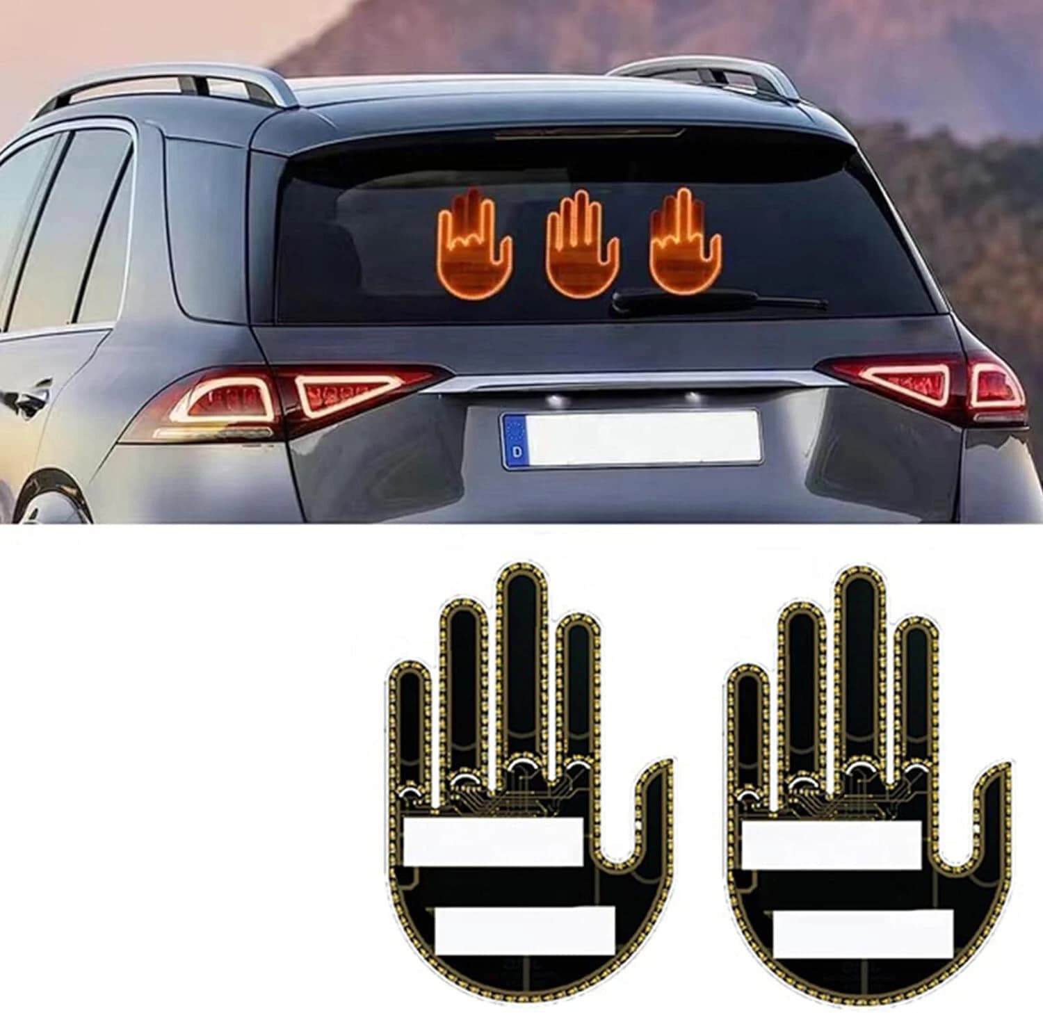 Doigt d'honneur lumineux LED pour voiture avec télécommande