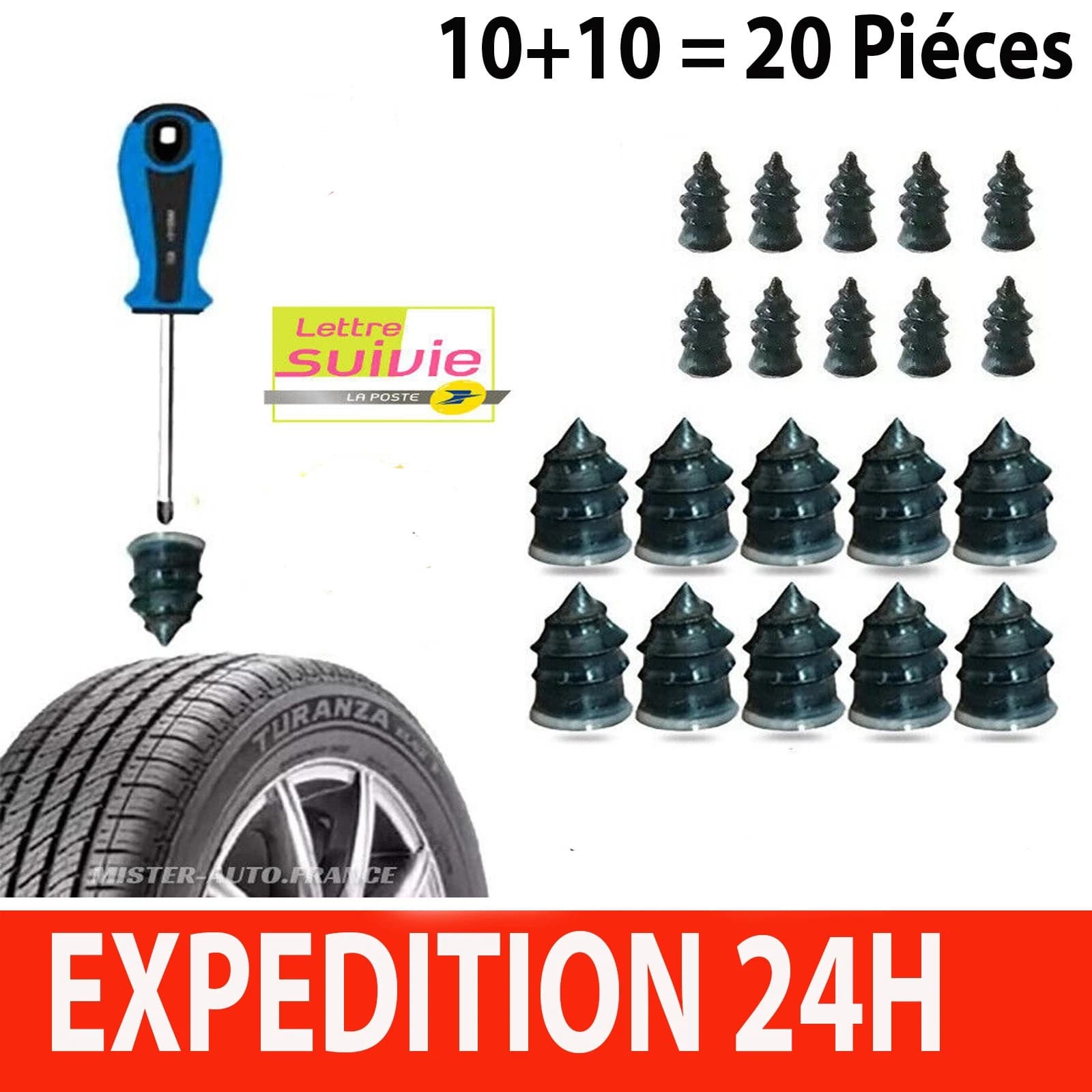 Kit de réparation crevaison pour pneu tubeless