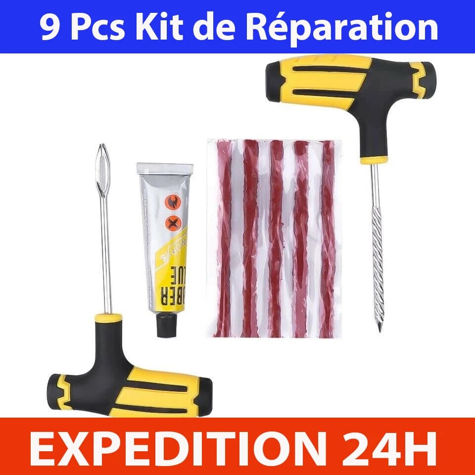 Kit de réparation de pneu tubeless 9 pièces