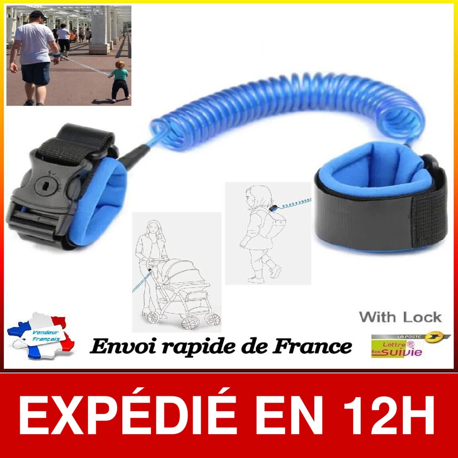 Bracelet anti-perte pour enfant avec serrure