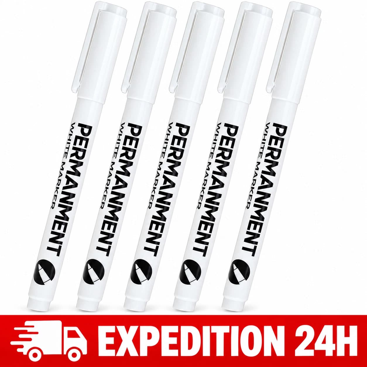 ZISONIX White Permanent Markers, Pack of 5