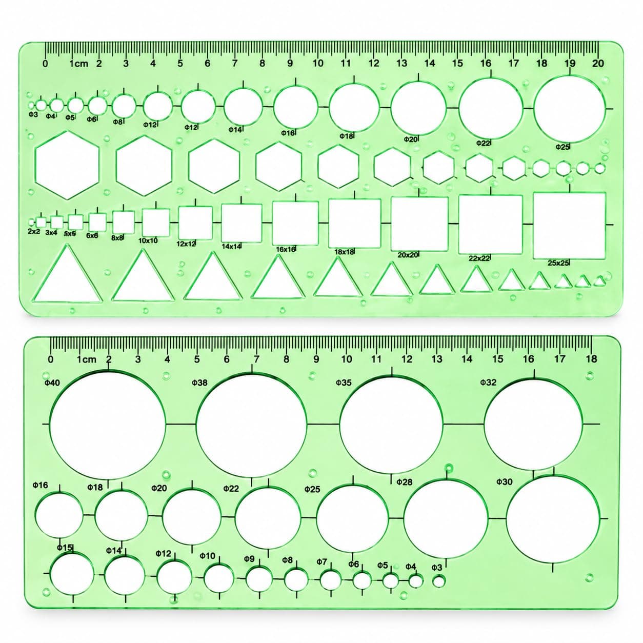 Normographe de géométrie ZISONIX, lot de 2