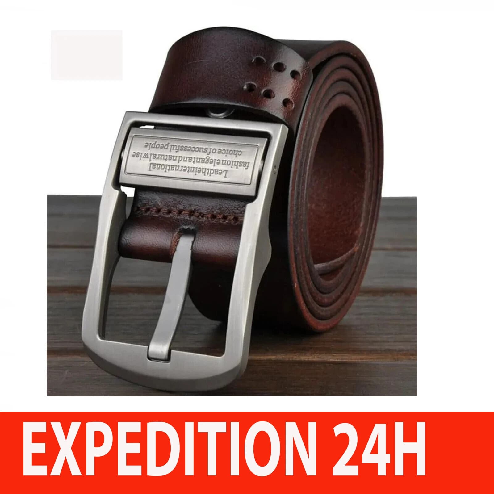 Men's wide brown belt