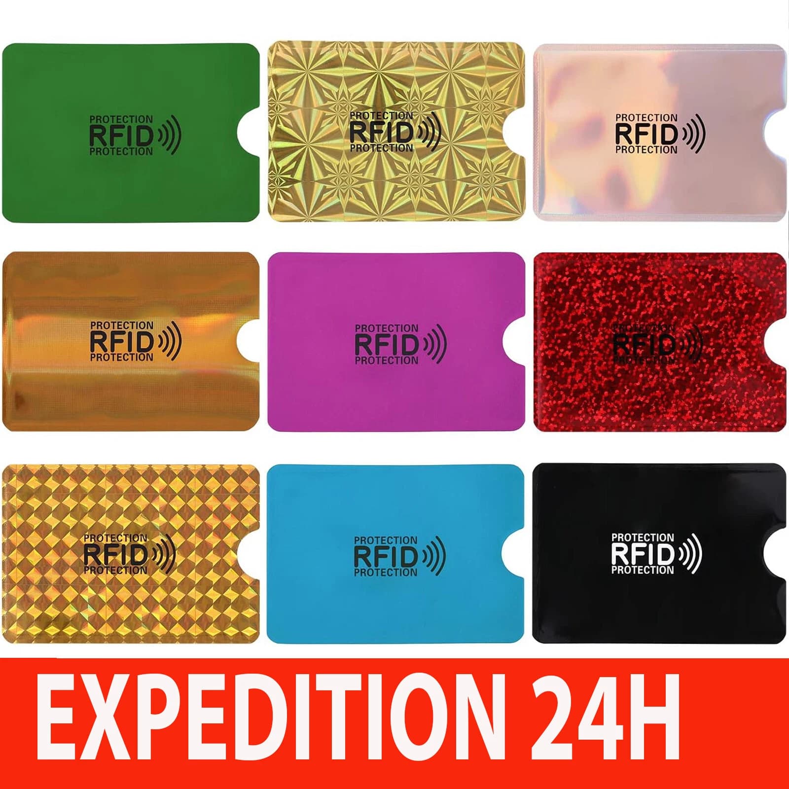 Étuis porte-cartes anti-RFID colorés ZISONIX, lot de 9