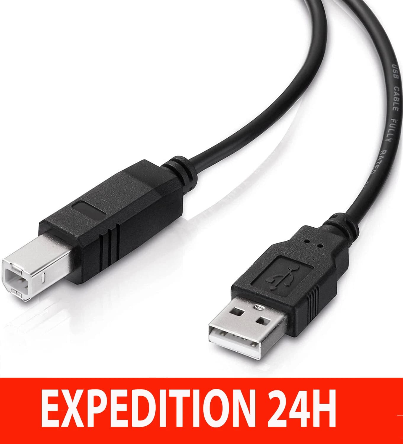 Câble USB 2.0 A vers B pour imprimante, 1,8 m