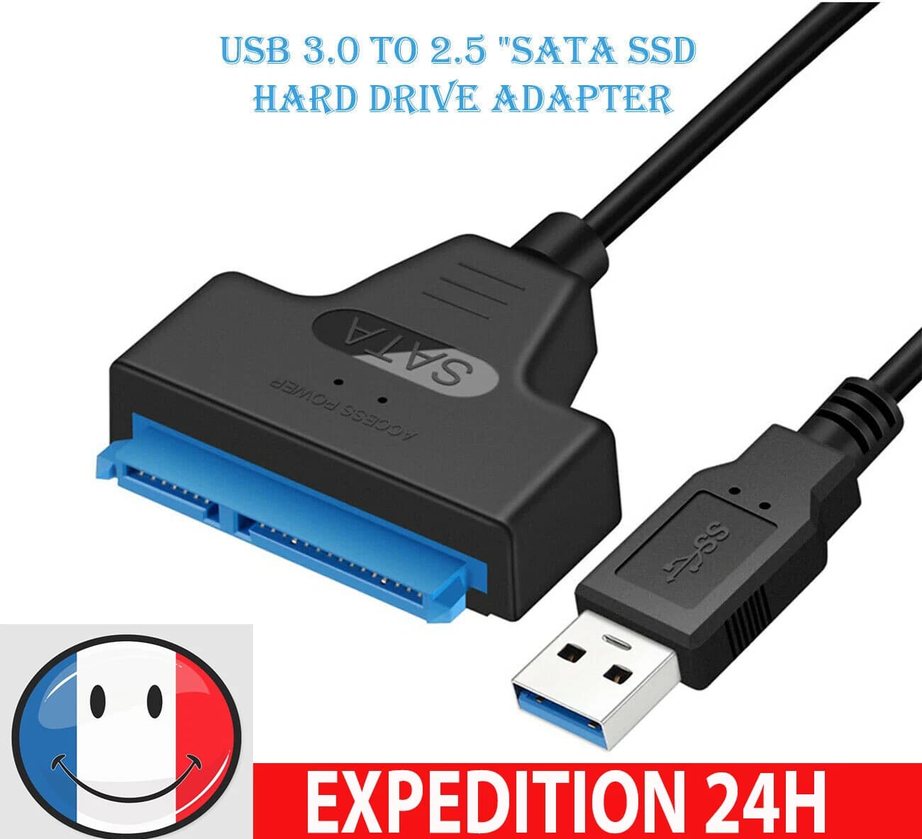 Câble adaptateur USB 3.0 vers SATA pour disque 2,5" HDD et SSD