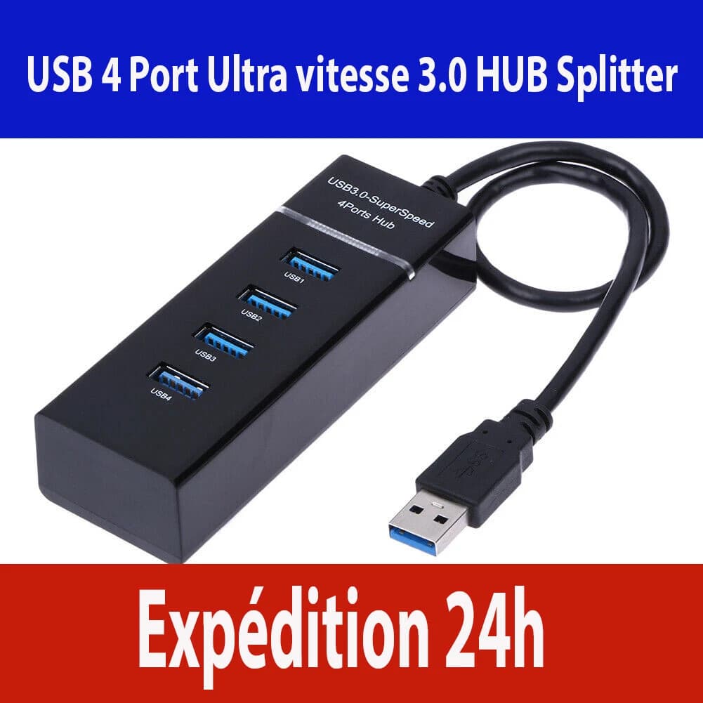 Hub USB 3.0 4 ports avec interrupteurs