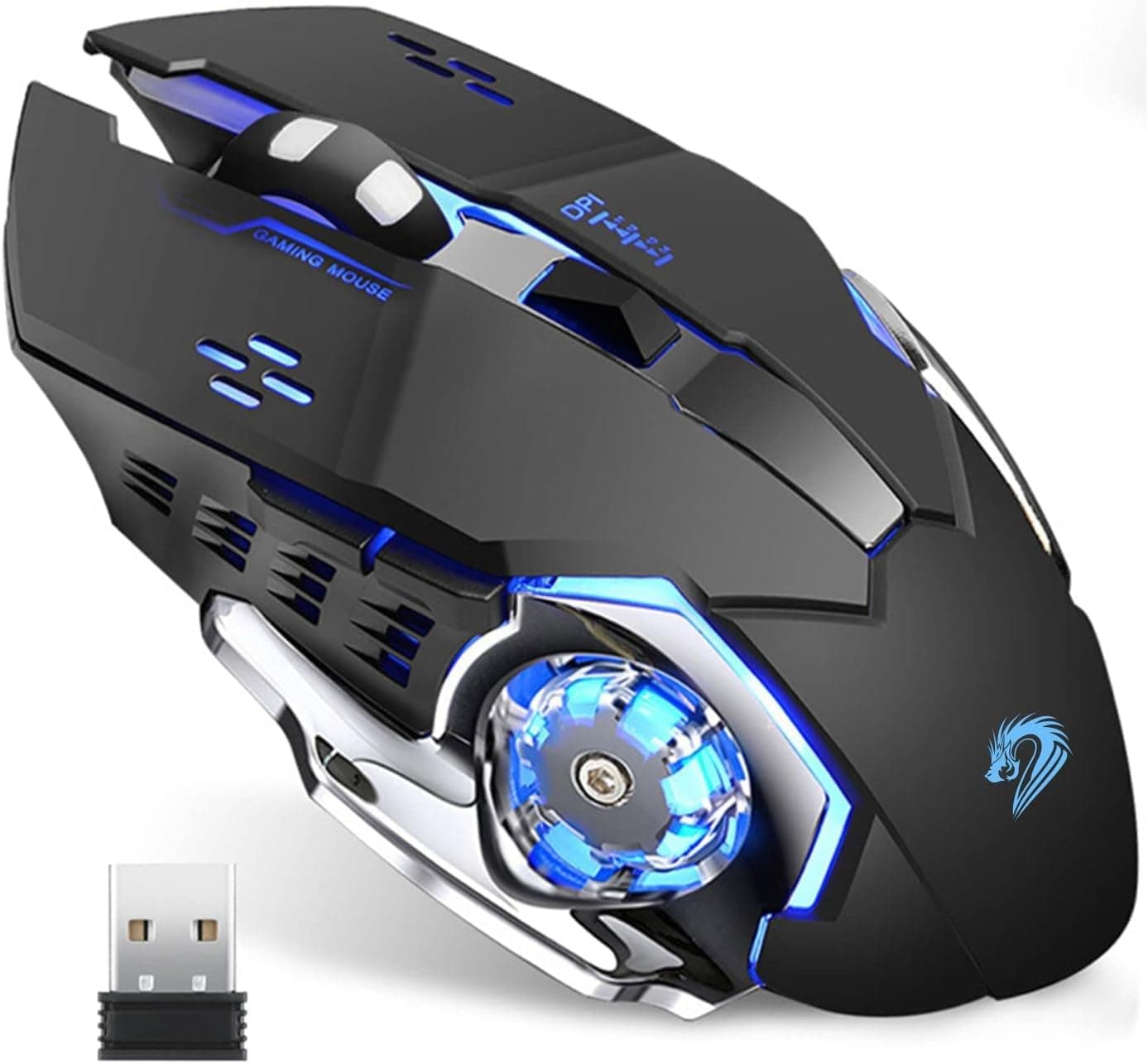 Souris gaming sans fil rechargeable 2,4 GHz à LED