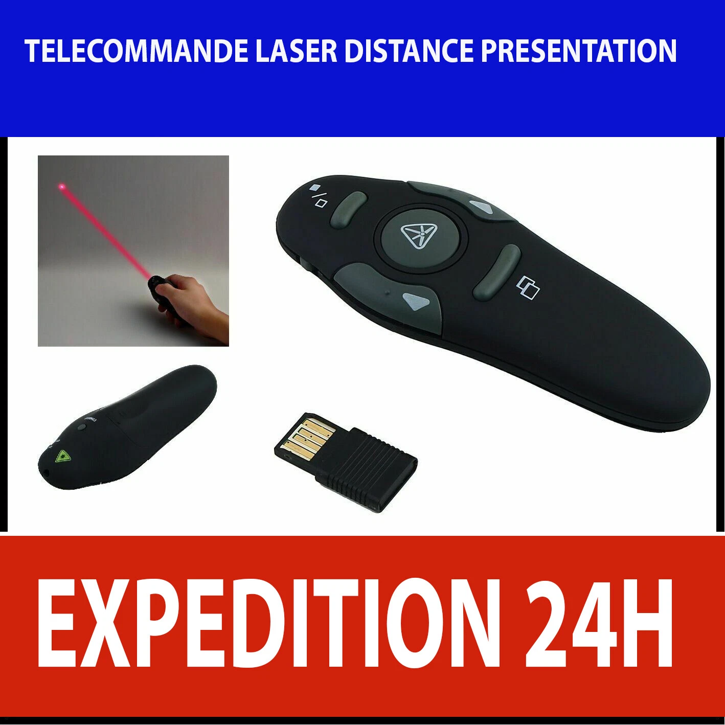 USB PowerPoint presentation remote with laser pointer