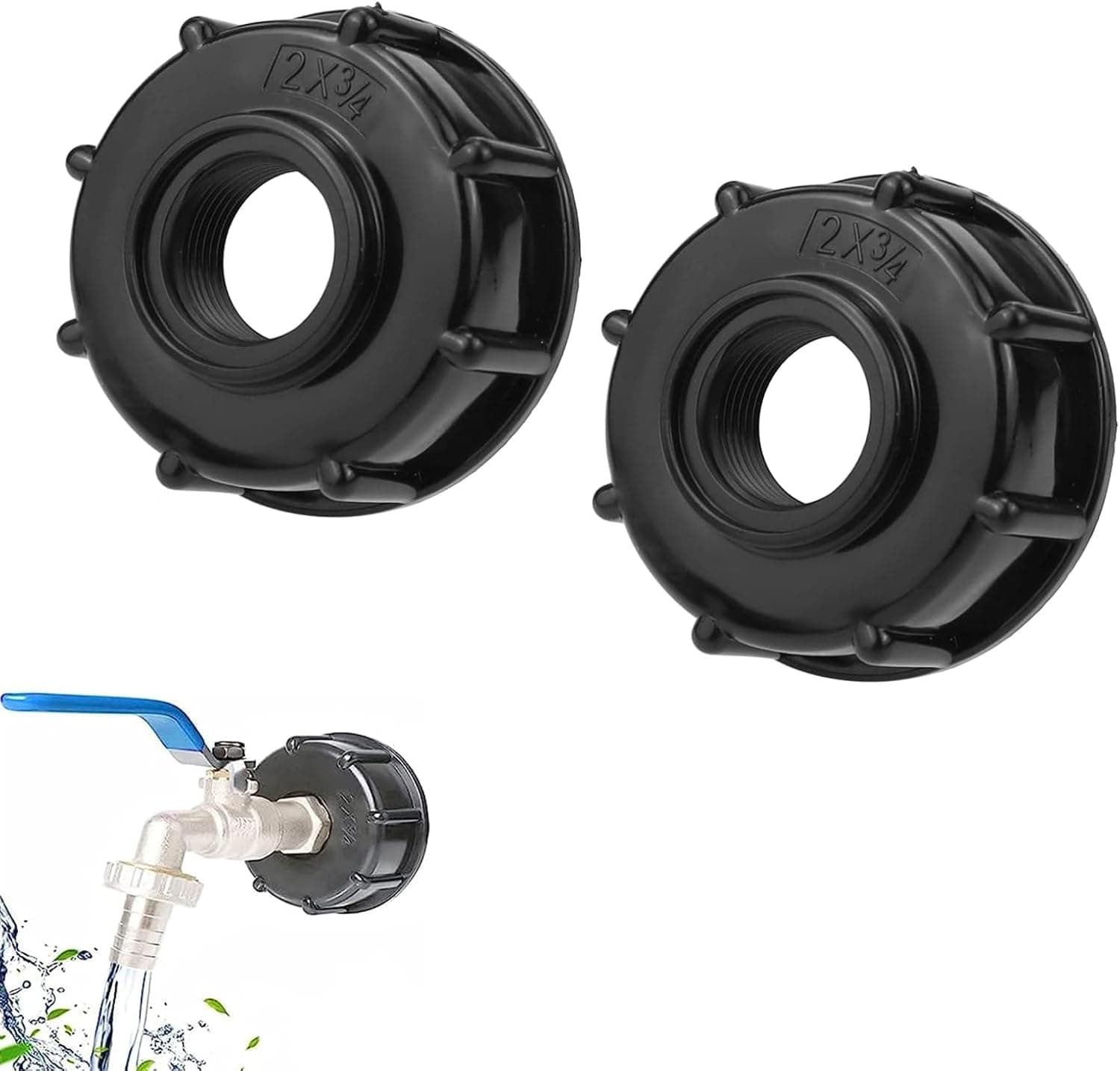 Bouchon adaptateur IBC S60x6 vers 3/4" ZISONIX, lot de 2
