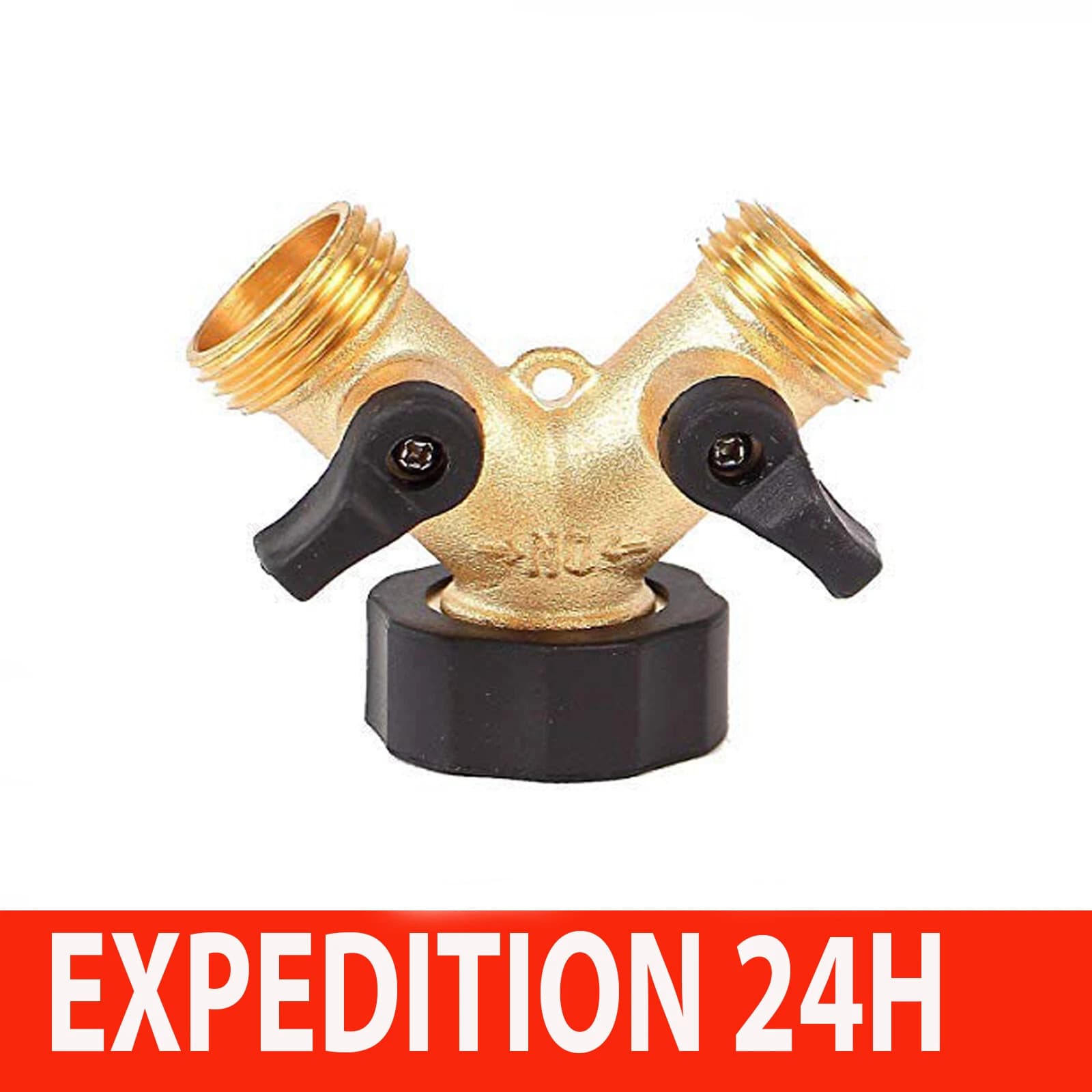 Distributeur en Y 2 voies avec vannes pour robinet 3/4"