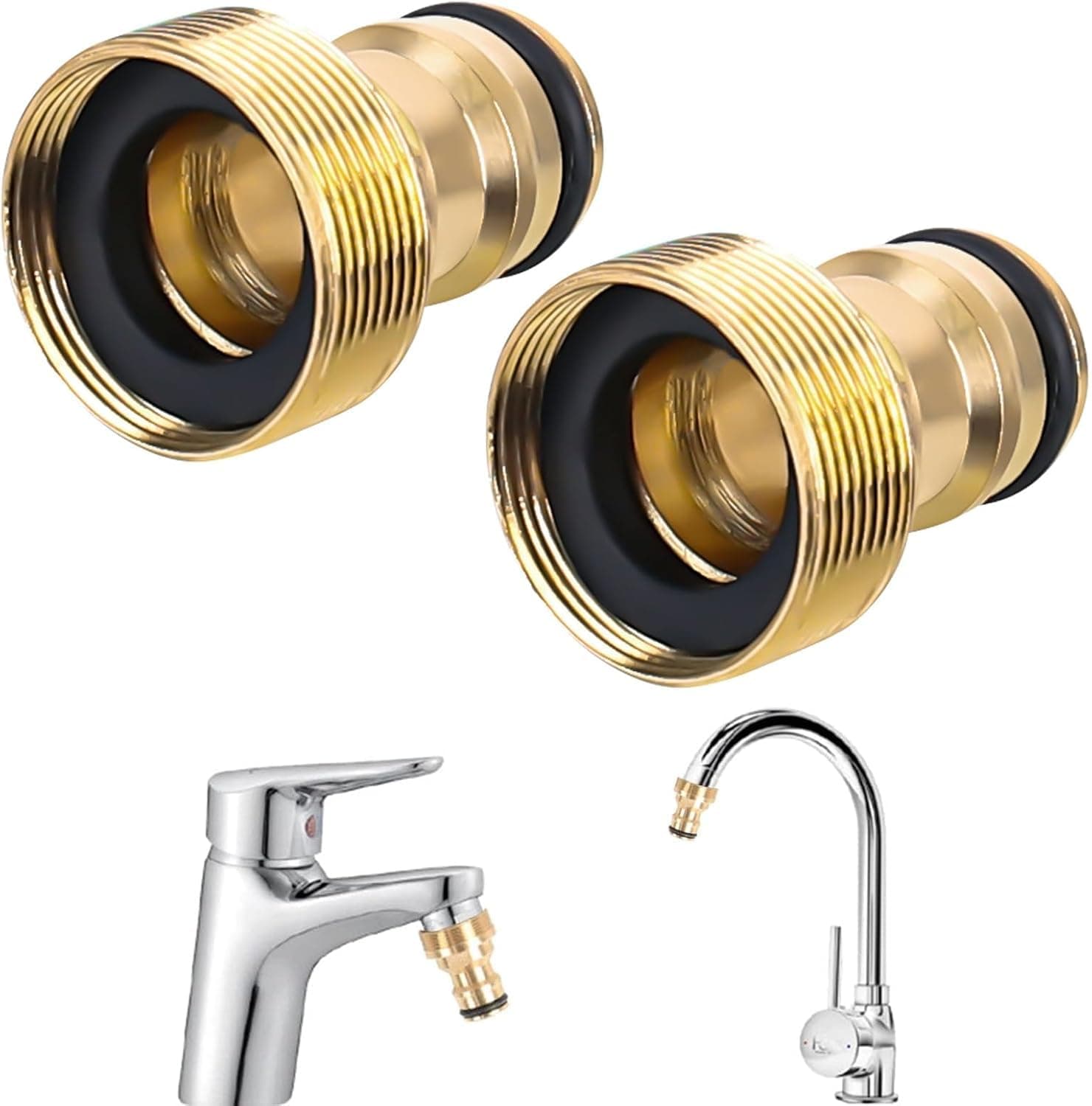 Raccord de robinet en laiton 1/2" et 3/4" 2 en 1, lot de 2