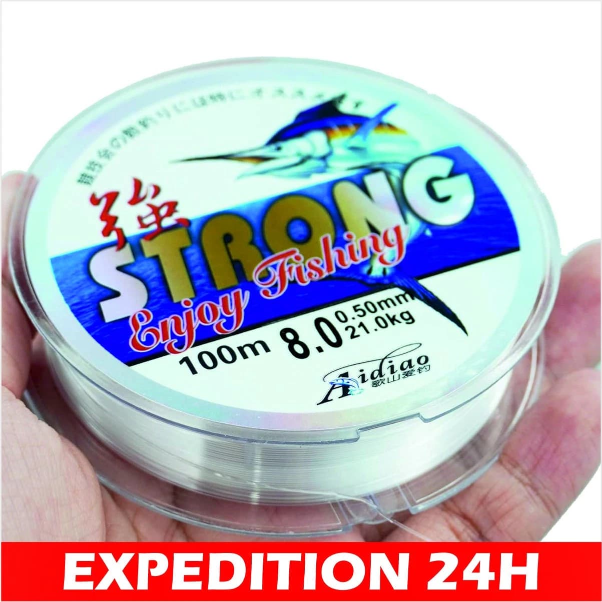 Fil de pêche monofilament nylon transparent 0,5 mm, 100 m