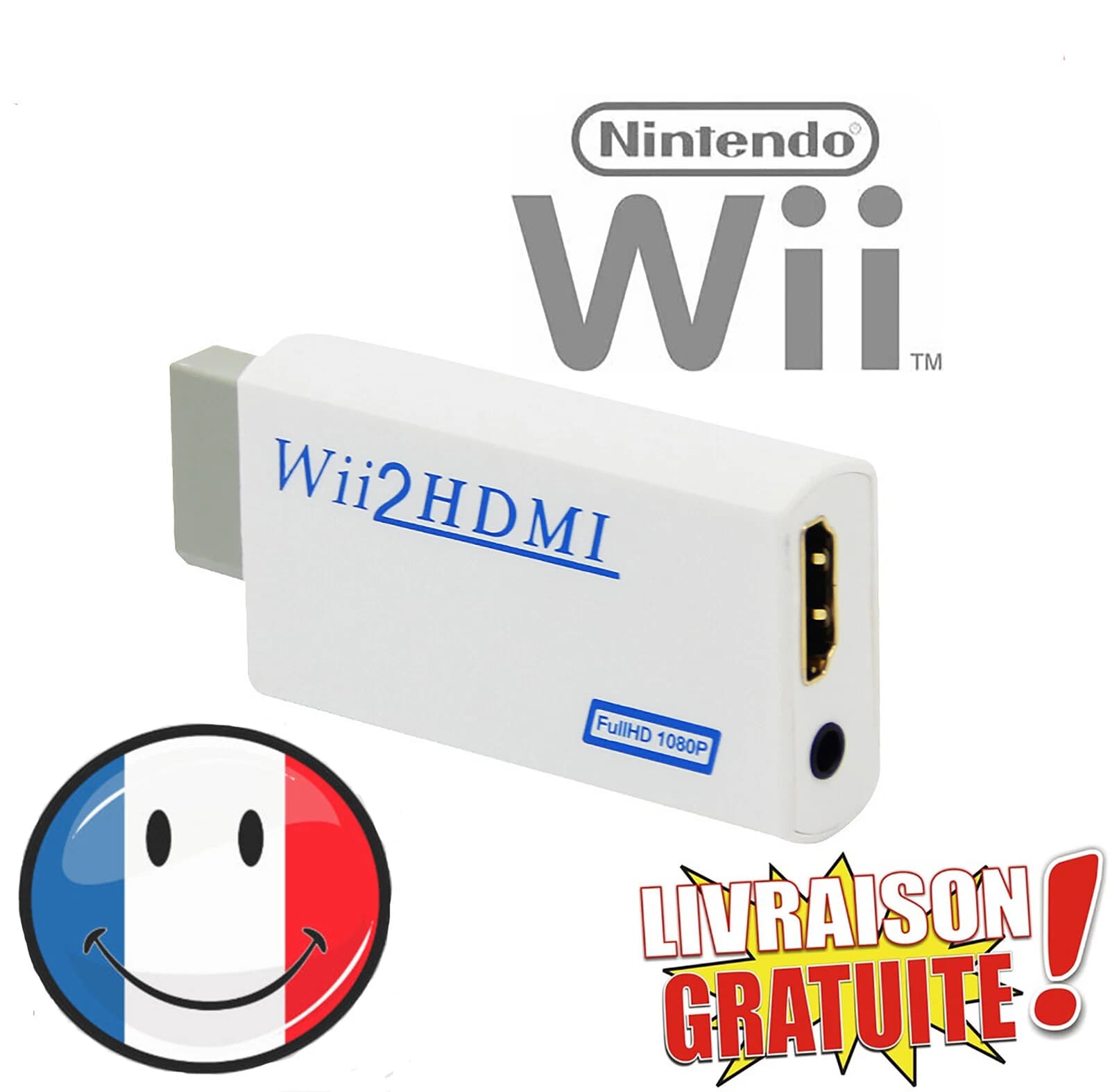 Adaptateur Wii vers HDMI avec sortie jack audio