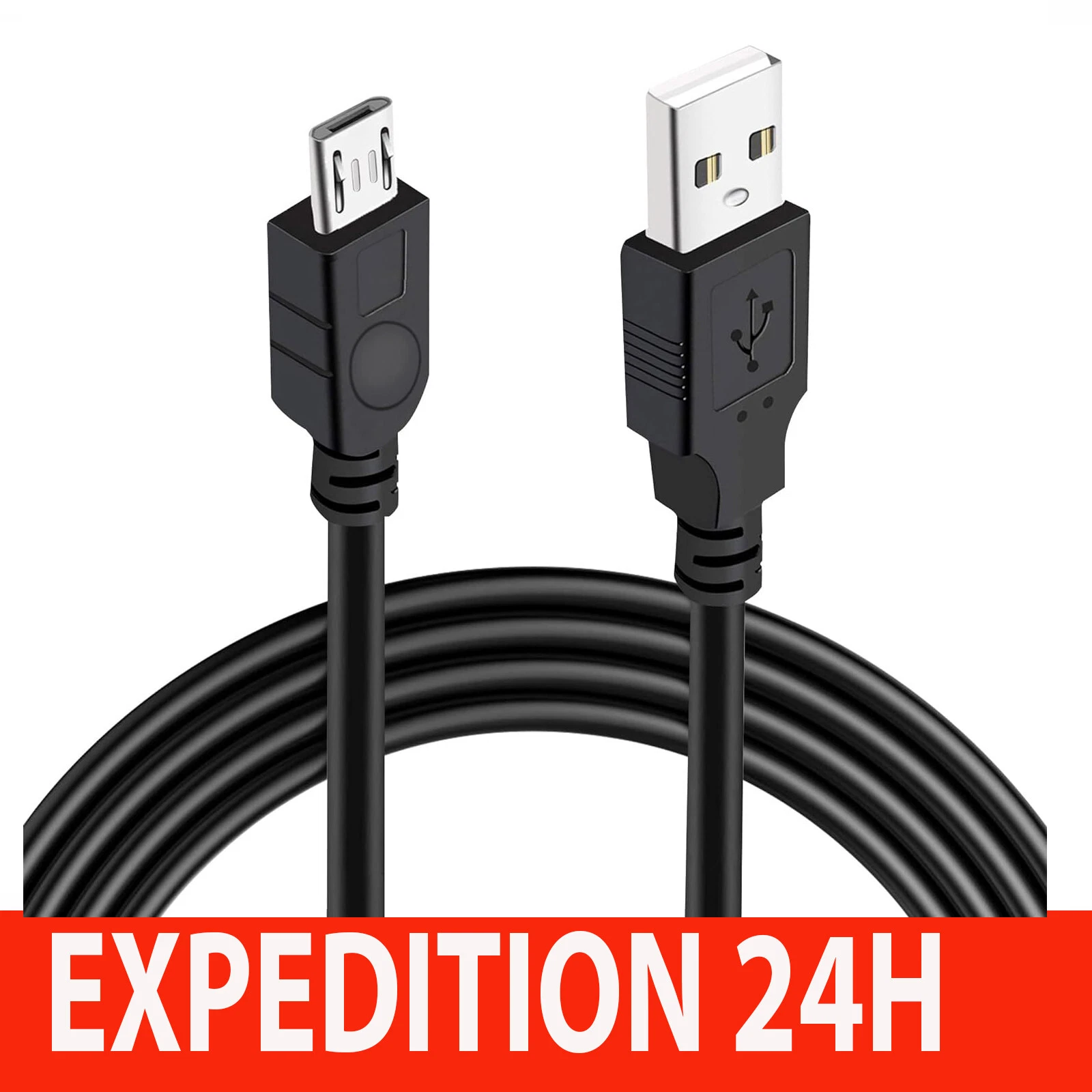Câble de charge micro-USB 3 m pour manette PS4 et Xbox One