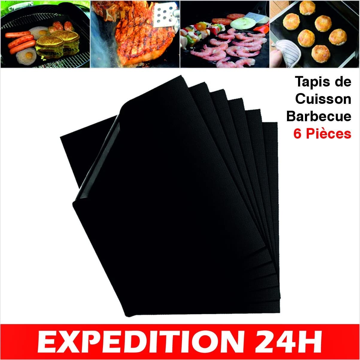 Tapis de cuisson antiadhésifs pour barbecue et four, lot de 6