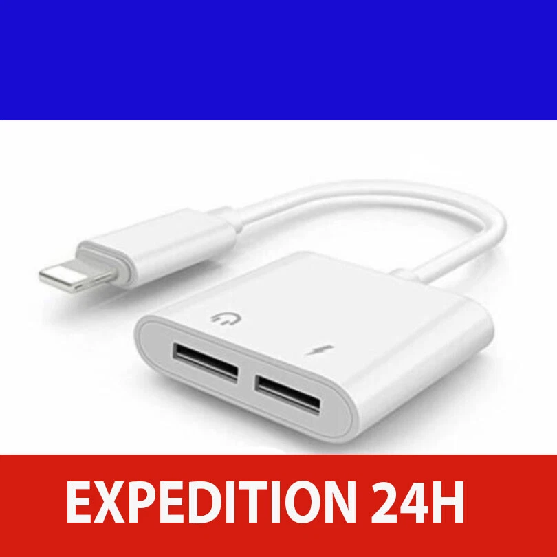Adaptateur 2 en 1 audio et charge pour smartphone