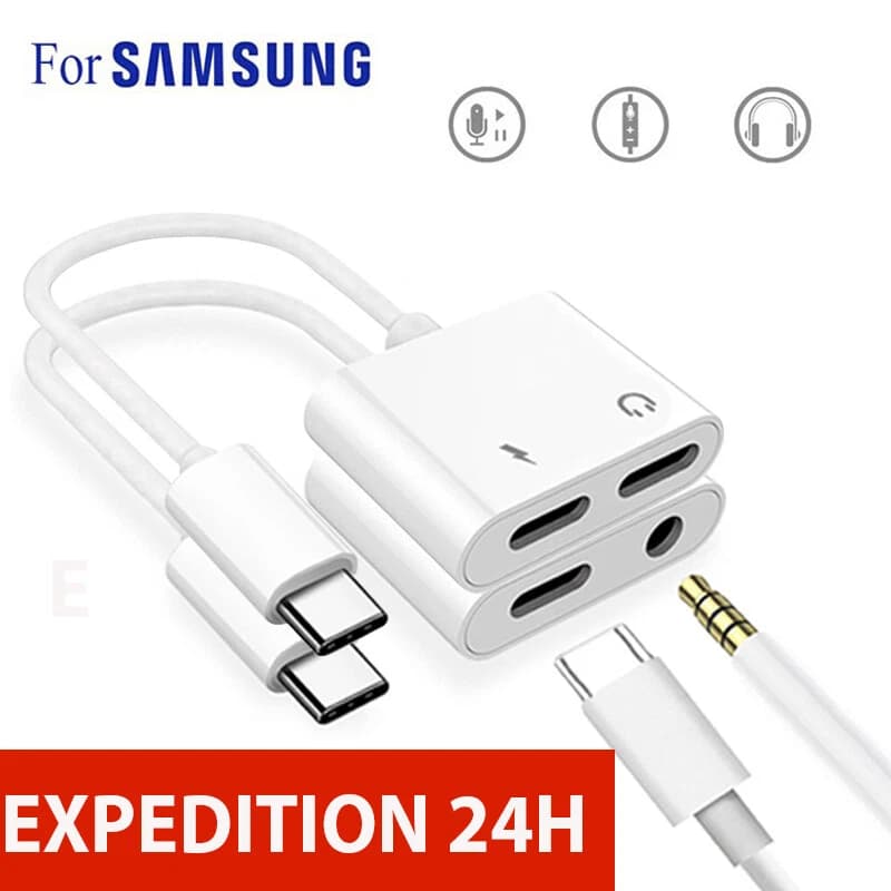 Adaptateur 2 en 1 audio et charge pour smartphone