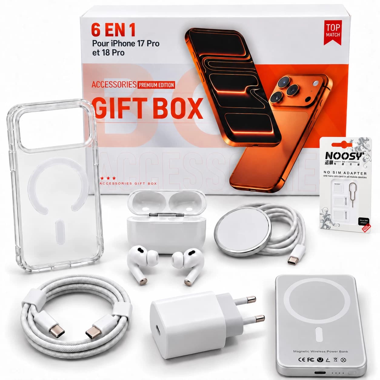 Coffret d'accessoires 6 en 1 pour iPhone 17 Pro et 18 Pro