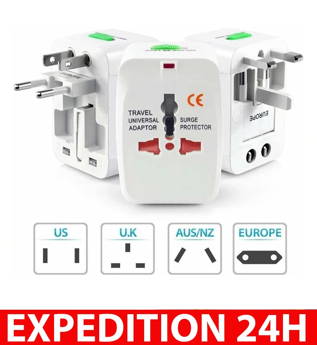 Adaptateur de voyage universel avec 2 ports USB ZISONIX