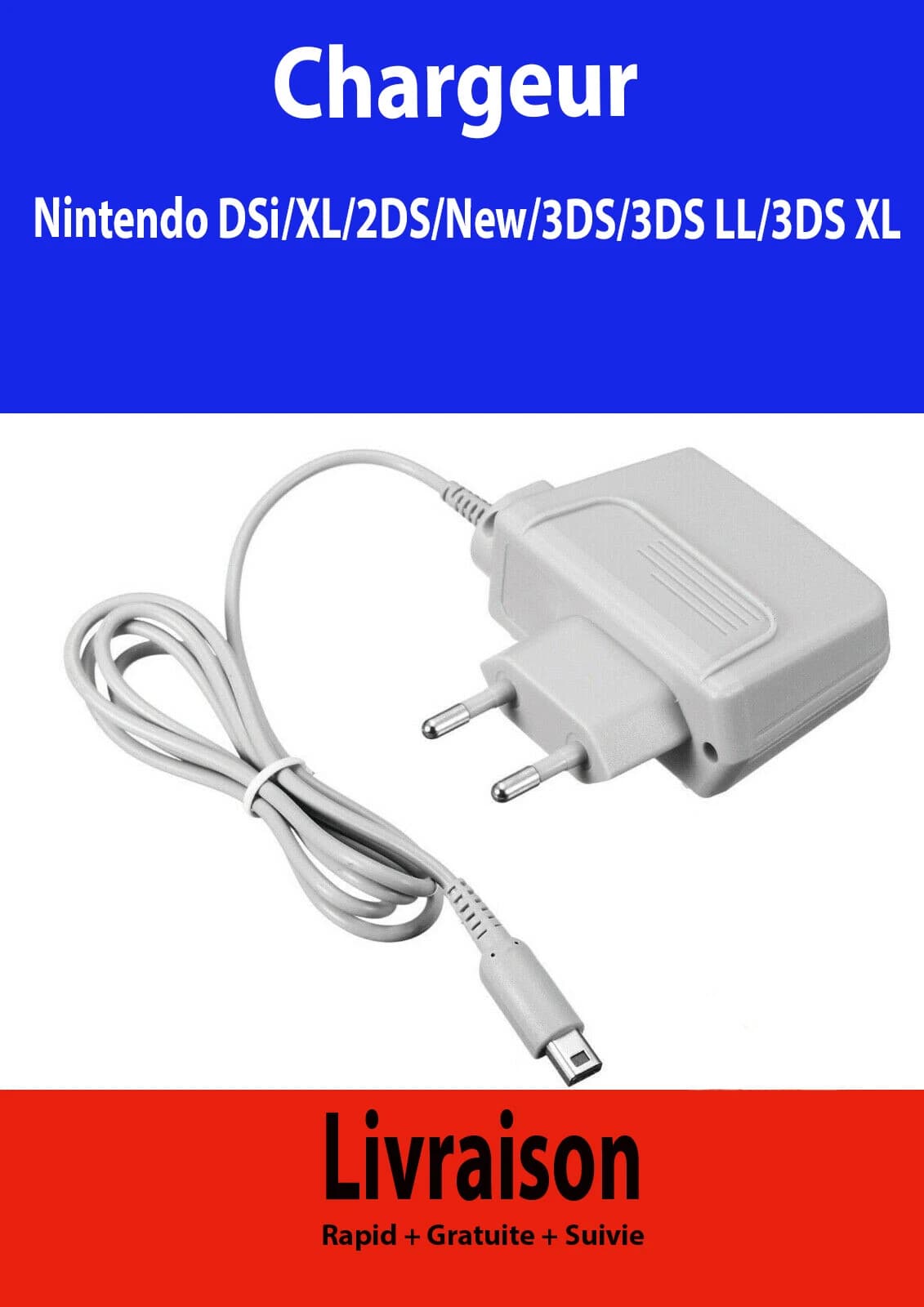 Chargeur secteur pour Nintendo DSi, 2DS et 3DS