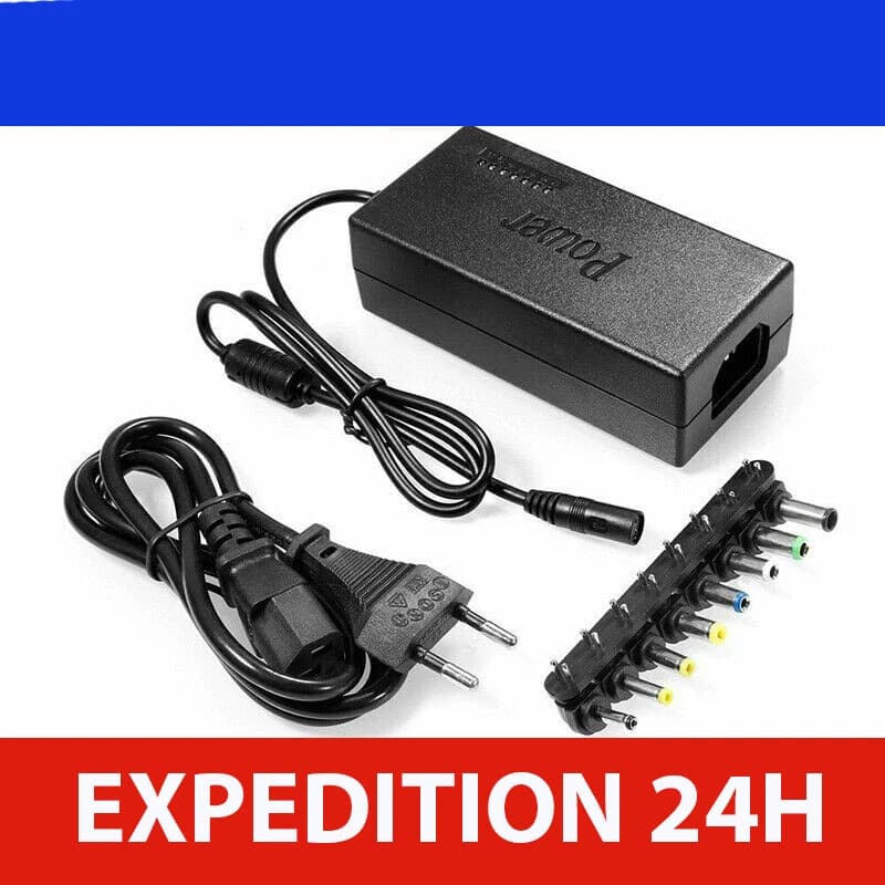 Chargeur universel 96 W pour ordinateur portable, 8 embouts