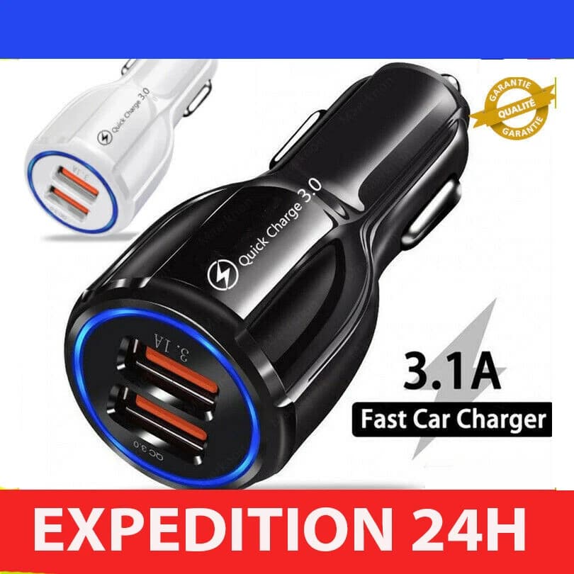 Chargeur allume-cigare double USB Quick Charge 3.0