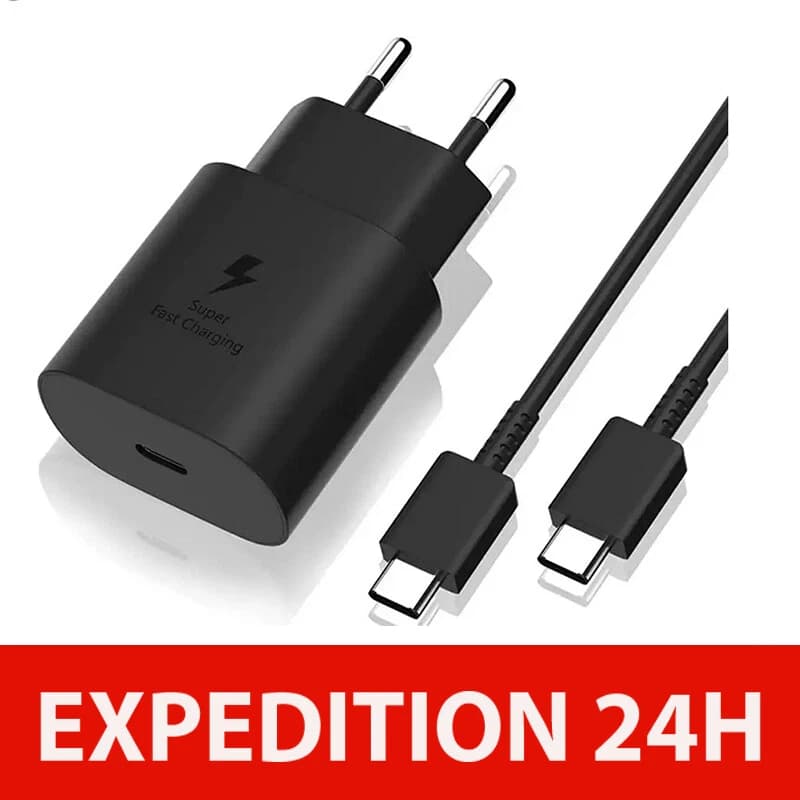 Chargeur rapide USB-C 25 W avec câble pour Samsung Galaxy