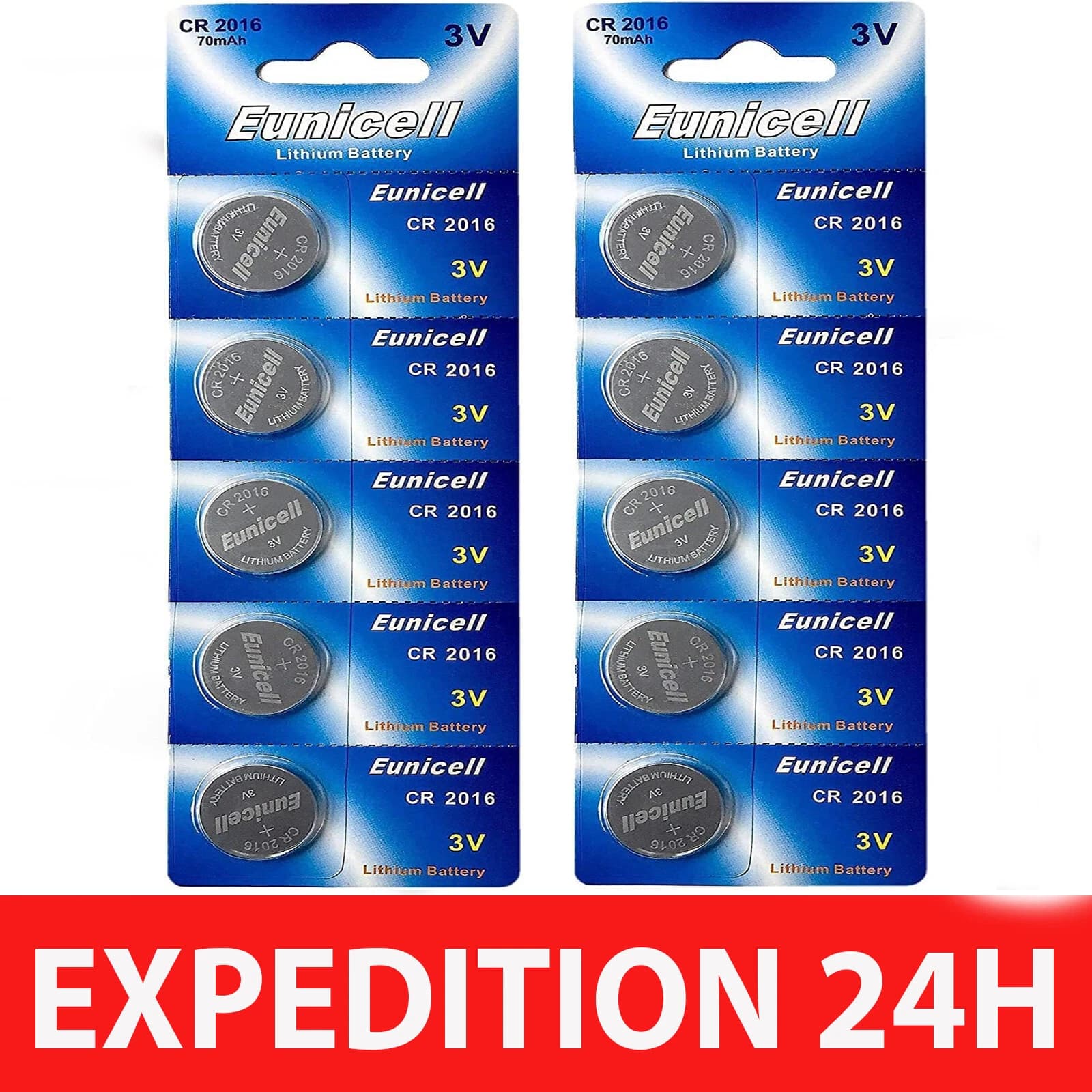Piles bouton lithium CR2016 3 V Eunicell